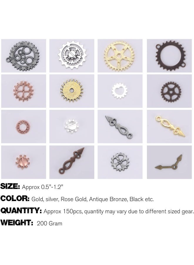 Bigotters 200G Antique Steampunk Accessories, Silver Gears Steam Punk Metal Pendants Charms Wheels For Crafting Jewelry Making - Image 3