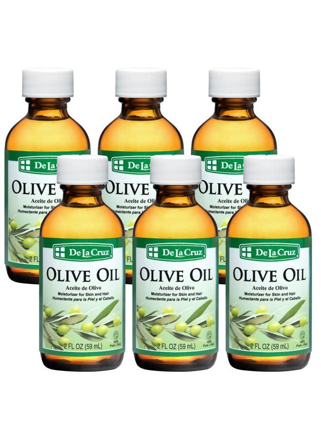De La Cruz Pure Olive Oil - Natural Expeller Pressed Olive Oil for Hair and Skin - Lightweight Body Oil for Dry Skin 2 Fl Oz (6 Bottles)  - Image 1