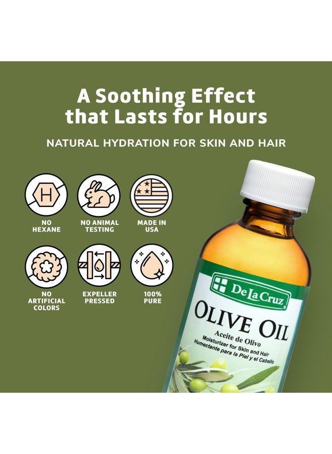 De La Cruz Pure Olive Oil - Natural Expeller Pressed Olive Oil for Hair and Skin - Lightweight Body Oil for Dry Skin 2 Fl Oz (6 Bottles)  - Image 3