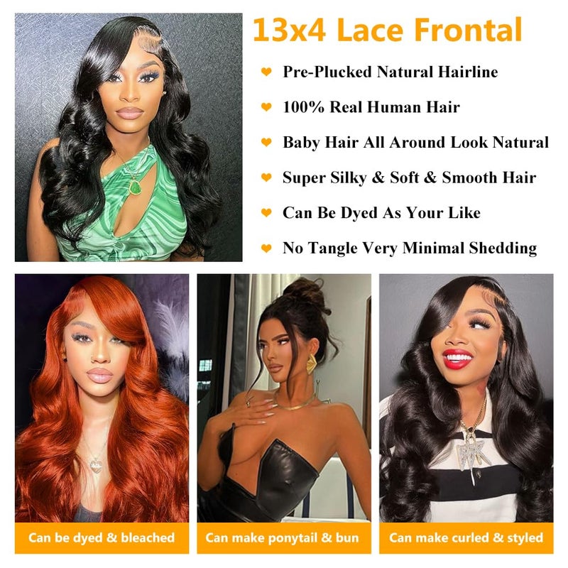 QTHAIR Free Part Ear To Ear 13x4" Full Frontal Lace Closure 10inch Brazilian Body Wave Bleached Knots 100% Unprocessed Brazilian Virgin Best Remy Real Human Hair Front Closures Natural Black - Image 4