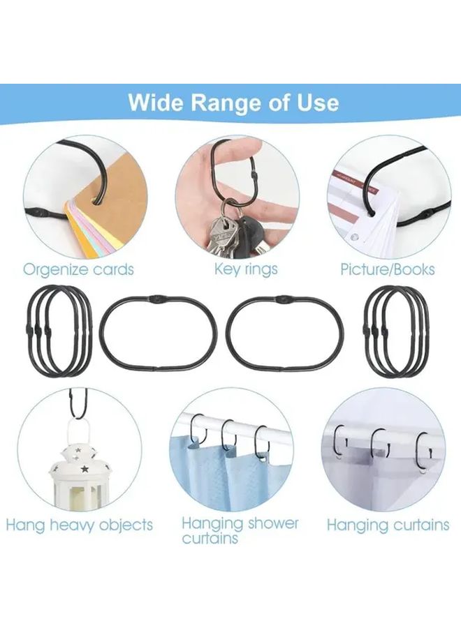 15 Pack Black Metal Shower Curtain Rings Smooth Glide Snap Hooks For Rod Keys - Image 2