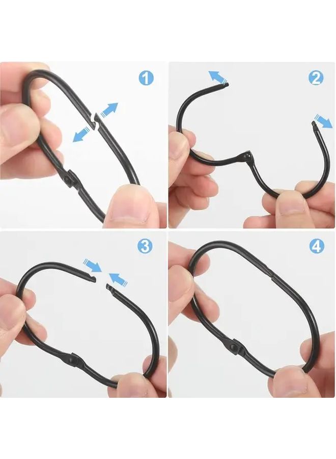 15 Pack Black Metal Shower Curtain Rings Smooth Glide Snap Hooks For Rod Keys - Image 4