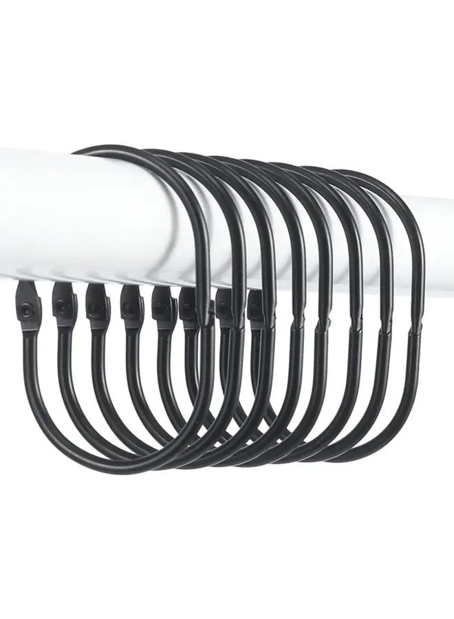 15 Pack Black Metal Shower Curtain Rings Smooth Glide Snap Hooks For Rod Keys - Image 1