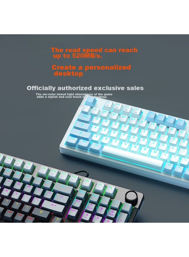 Daryo Dareu Ek815pro Mechanical Keyboard, Wired Gaming Keyboard With 98-key Layout, Multimedia K, Full Anti-ghosting, Colorful Keyboard, White And Blue, Mengyu Hifi Switch - Image 3
