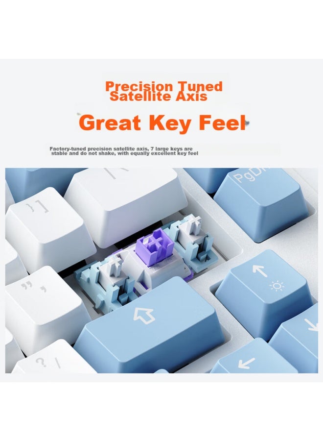 Daryo Dareu Ek815pro Mechanical Keyboard, Wired Gaming Keyboard With 98-key Layout, Multimedia K, Full Anti-ghosting, Colorful Keyboard, White And Blue, Mengyu Hifi Switch - Image 5
