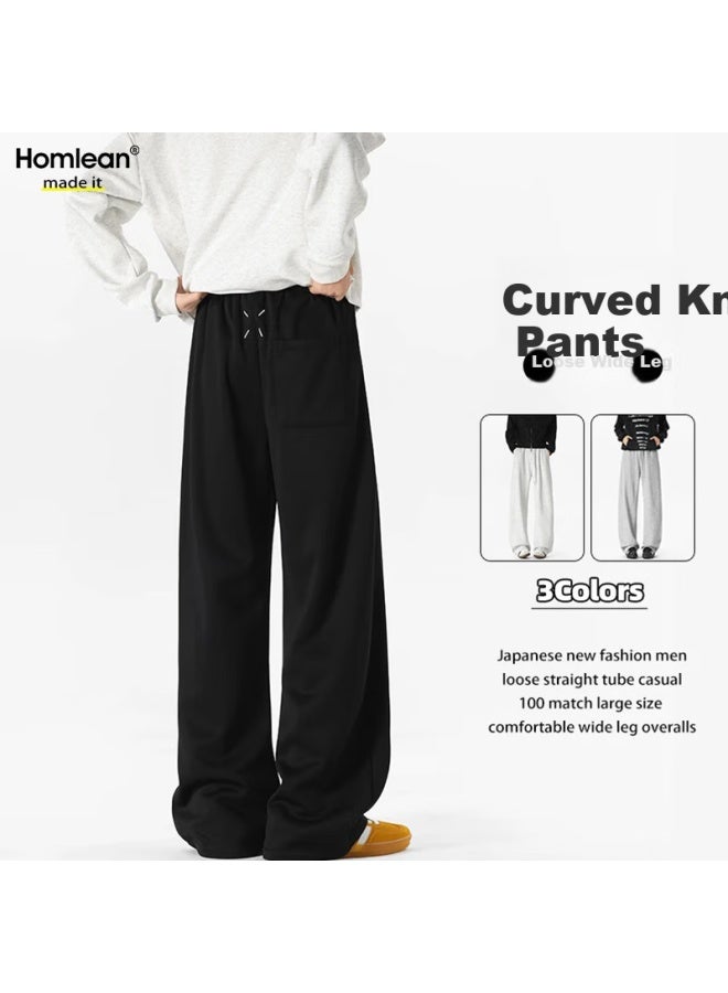 Homlean American-style Draping Casual Pants For Men, Spring And Summer Straight-leg Comfortable Loose-fit Tapered Trousers, S1x Black 3XL - Image 3