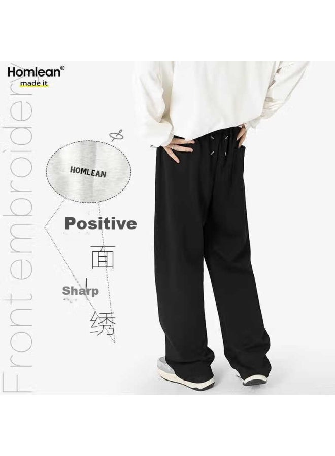 Homlean American-style Draping Casual Pants For Men, Spring And Summer Straight-leg Comfortable Loose-fit Tapered Trousers, S1x Black 3XL - Image 1