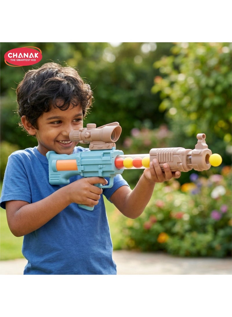 Chanak Space Explorer Pneumatic Gun Include 12 Orange & 12 Yellow Soft Foam Ball, for Indoor Outdoor Use Safe For Boys Girls, Above 5+ Age,  (Color As Per Availability) - Image 1