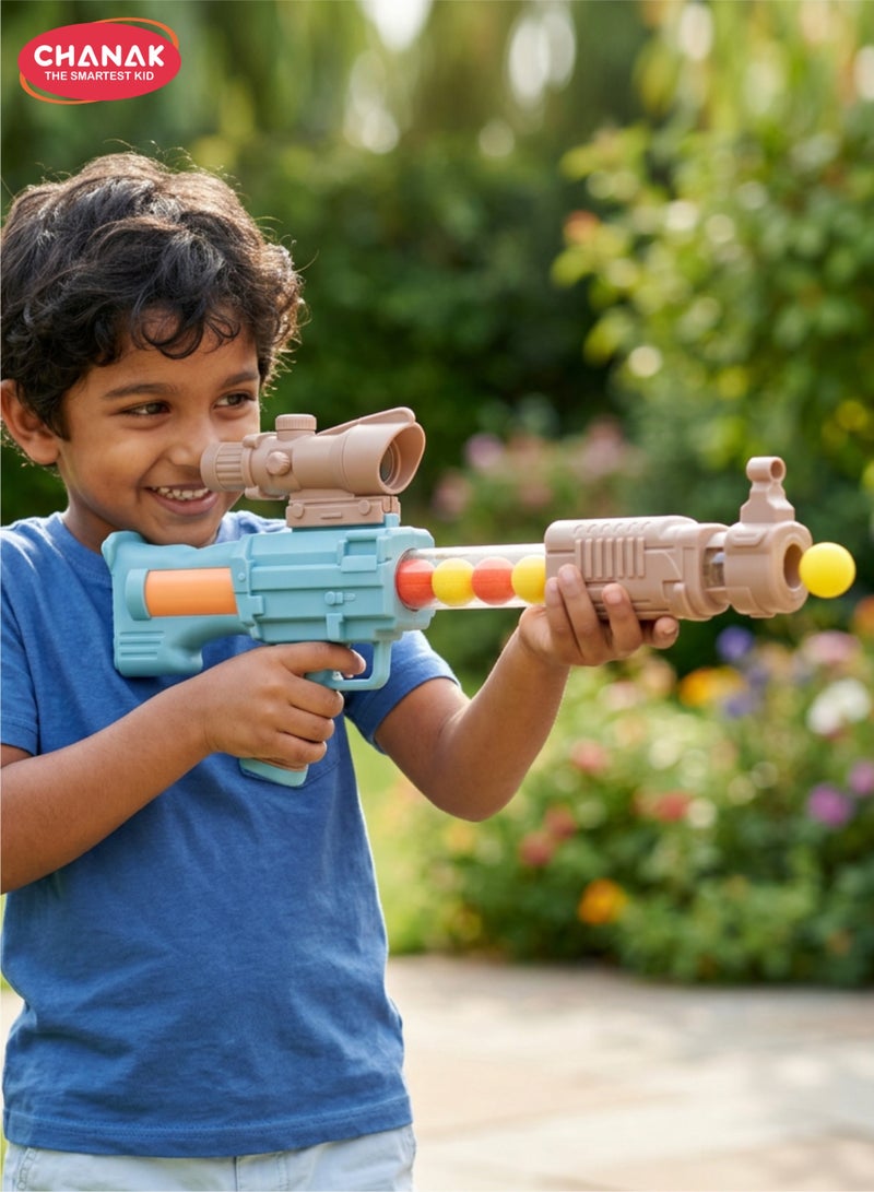 Chanak Space Explorer Pneumatic Gun Include 12 Orange & 12 Yellow Soft Foam Ball, for Indoor Outdoor Use Safe For Boys Girls, Above 5+ Age,  (Color As Per Availability) - Image 1