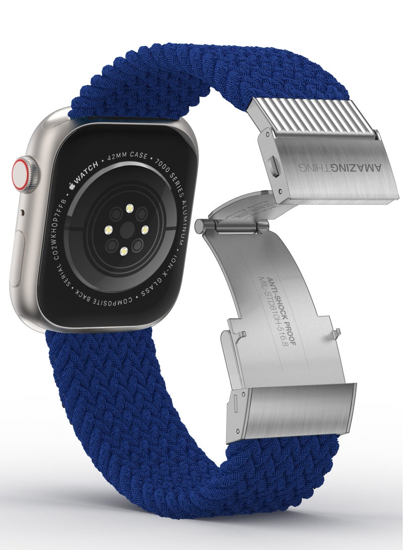 أميزينج ثنج Titan Weave Braided Band for Apple Watch Series 7 (45mm), Series 6/SE/5/4 (44mm) and 3/2/1 (42mm) - Blue - Image 5