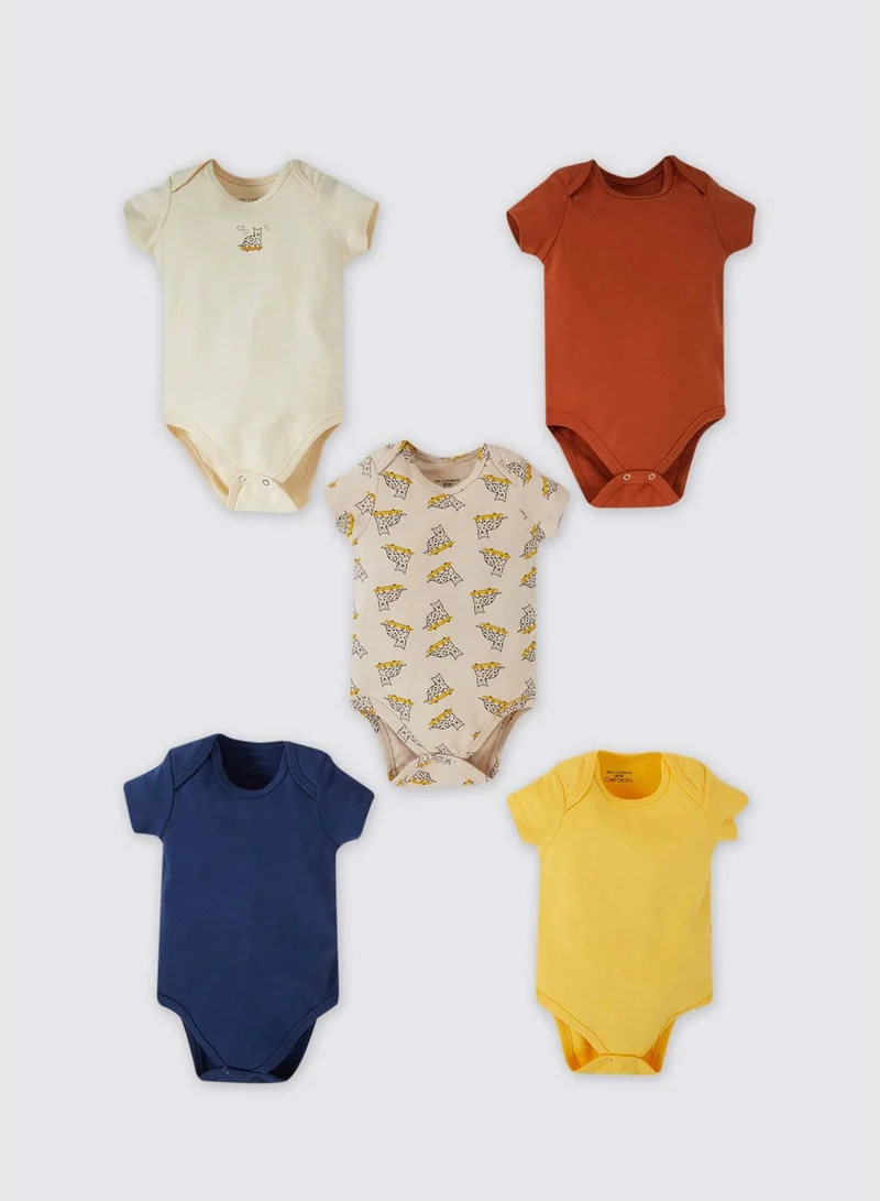 DeFacto 5 Pack BabyBoy Knitted Short Sleeve Snap Body