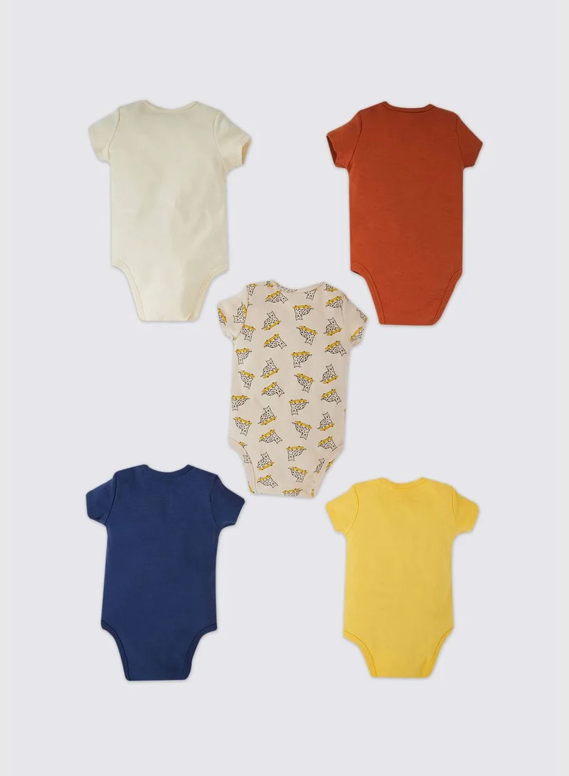 DeFacto 5 Pack BabyBoy Knitted Short Sleeve Snap Body