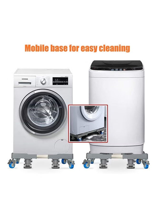 Hanayo حامل غسالة قاعدة متحركة عالمية متعددة الوظائف قاعدة غسالة أنبوب مزدوج قاعدة ثلاجة مع 4 عجلات قفل و 8 أقدام قوية قابلة للتعديل (رمادي) - Image 5