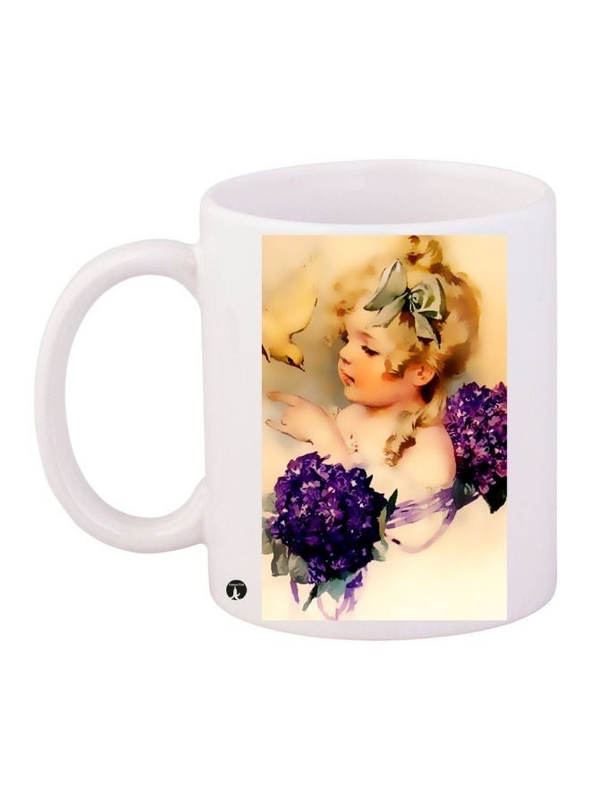 Child Printed Coffee Mug White/Brown/Purple 11ounce