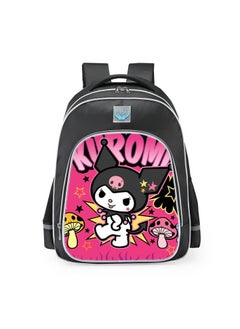 Primary school girls' schoolbag 1-3-6 years old backpack shoulder pad lightweight pink warning strip backpack,B-07 - Reflective - Large - Library - Black