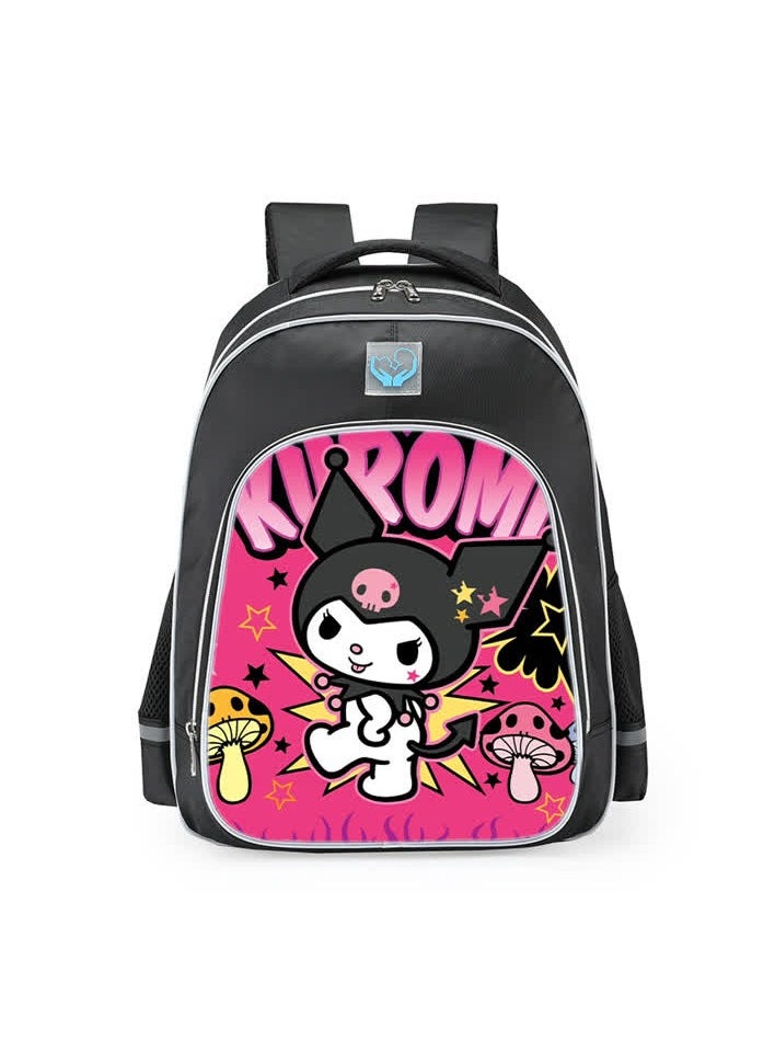 Generic - Primary school girls' schoolbag 1-3-6 years old backpack shoulder pad lightweight pink warning strip backpack,B-07 - Reflective - Large - Library - Black - Image 1
