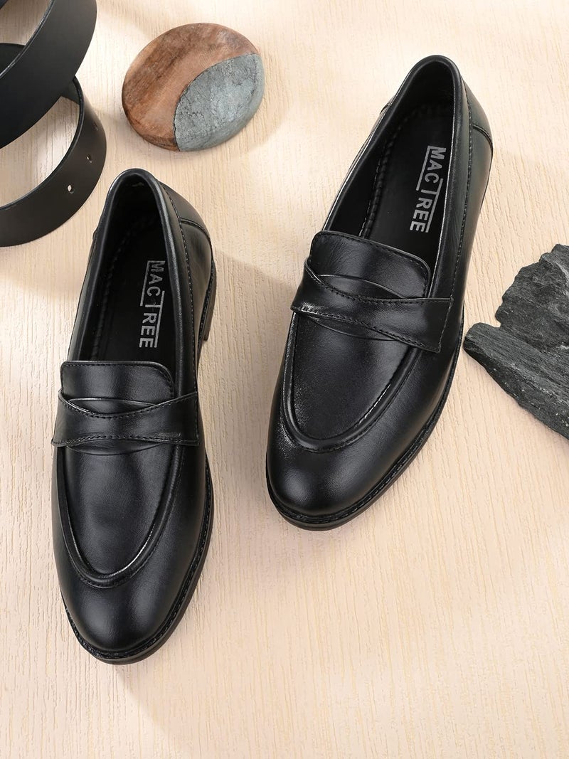 MACTREE Men's Black Synthetic Leather Formal Loafers - 43 UK - Image 2