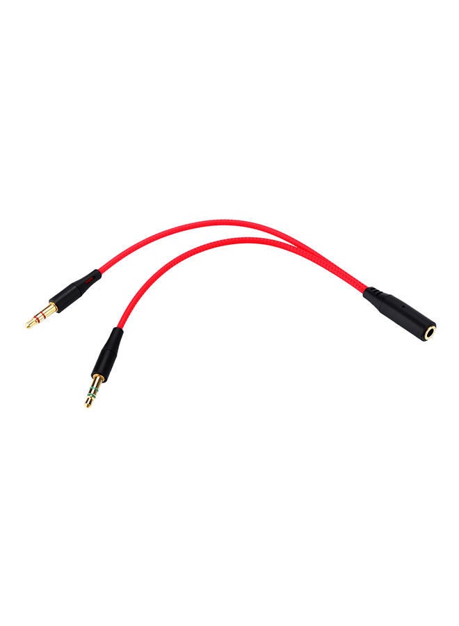 NIBEMINENT Dual Male To Single Female AUX Cord Red 