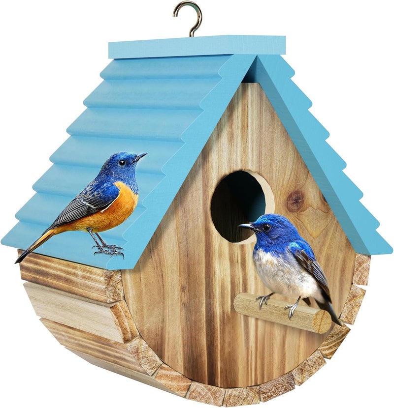 Auslar Bird House, Wooden Bird Houses for Outside, Birdhouse for Outdoors, Hanging Bluebird House for Cardinals Finch Wren Swallow for Garden Viewing - Image 1