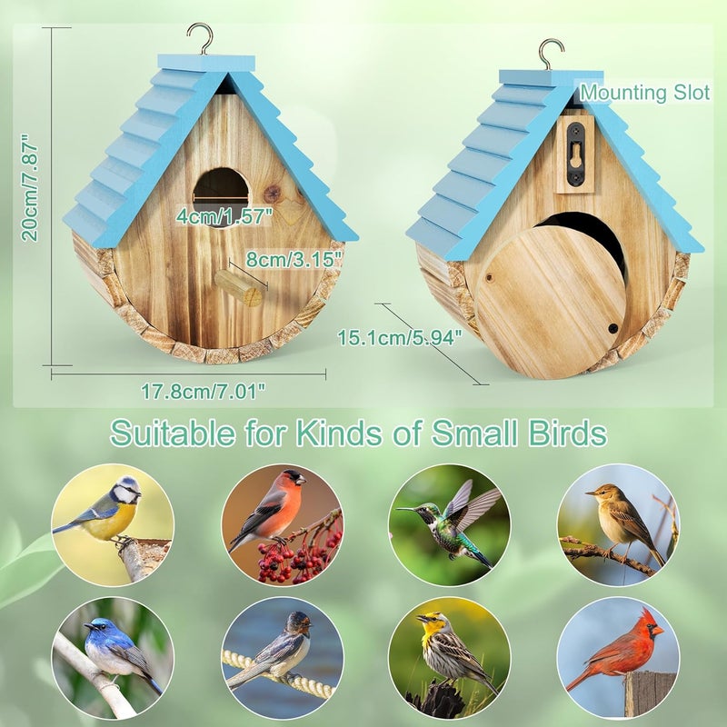 Auslar Bird House, Wooden Bird Houses for Outside, Birdhouse for Outdoors, Hanging Bluebird House for Cardinals Finch Wren Swallow for Garden Viewing - Image 5