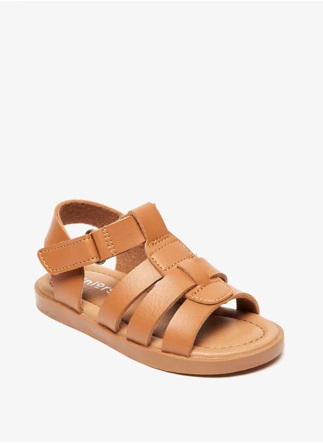 جونيورز Boys Solid Open Toe Sandals with Hook and Loop Closure  Ramadan Collection