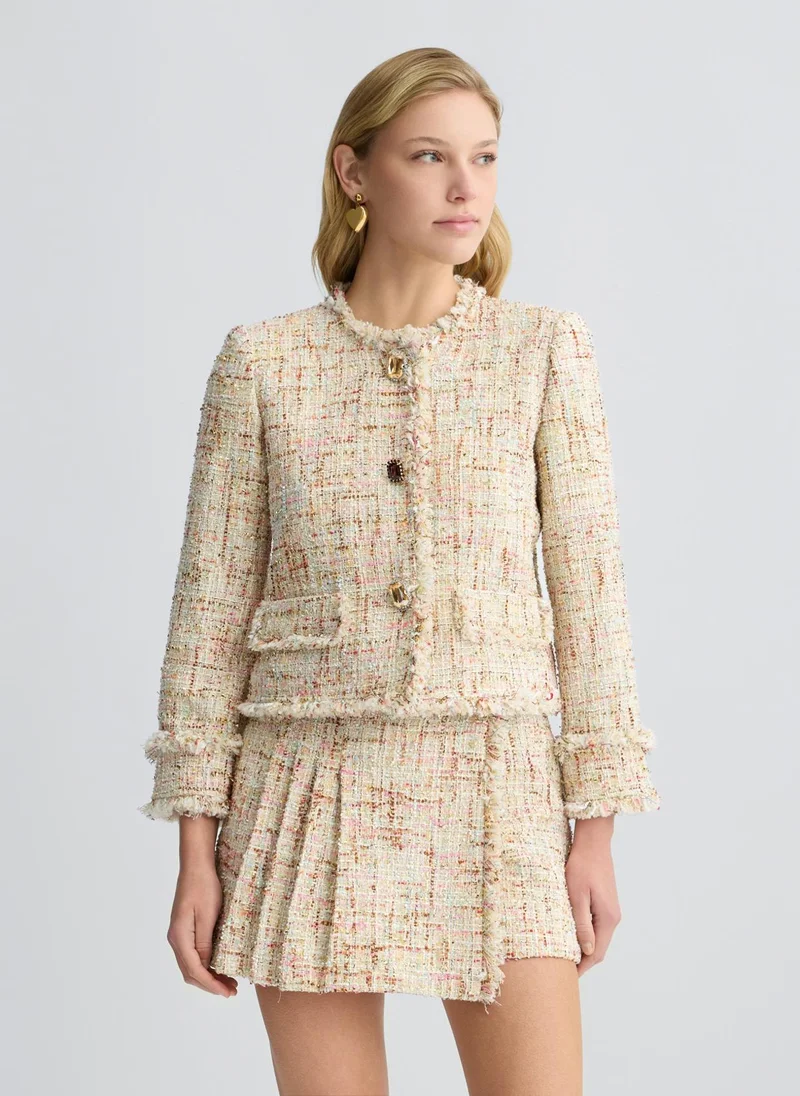ليو جو Multi-colored raw-cut jacket