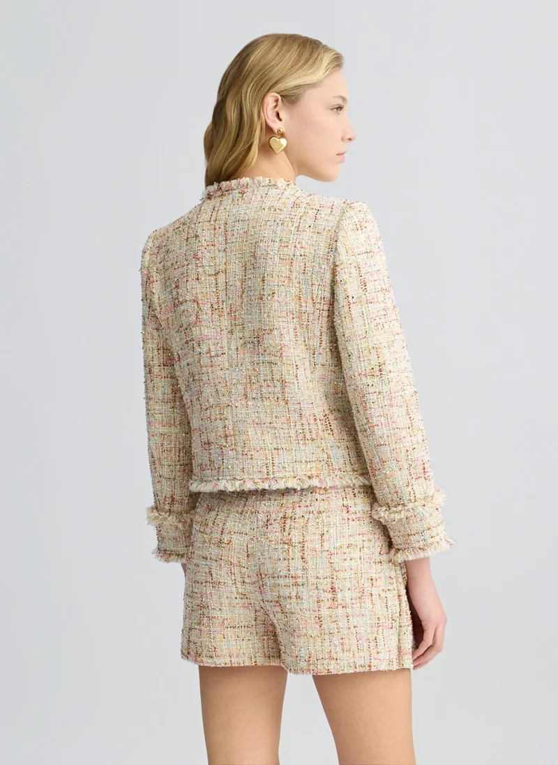 ليو جو Multi-colored raw-cut jacket
