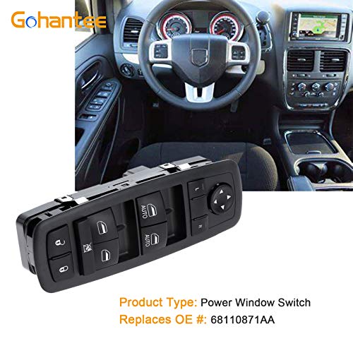 gohantee 68110871AA مفتاح التحكم الرئيسي لنوافذ الطاقة الجانبية للسائق بديل لشاحنات كرايسلر تاون آند كونتري 2012-2016 ودودج غراند كارافان 2012-2016 ومفتاح نافذة رام مع مفتاح قفل الباب - Image 3