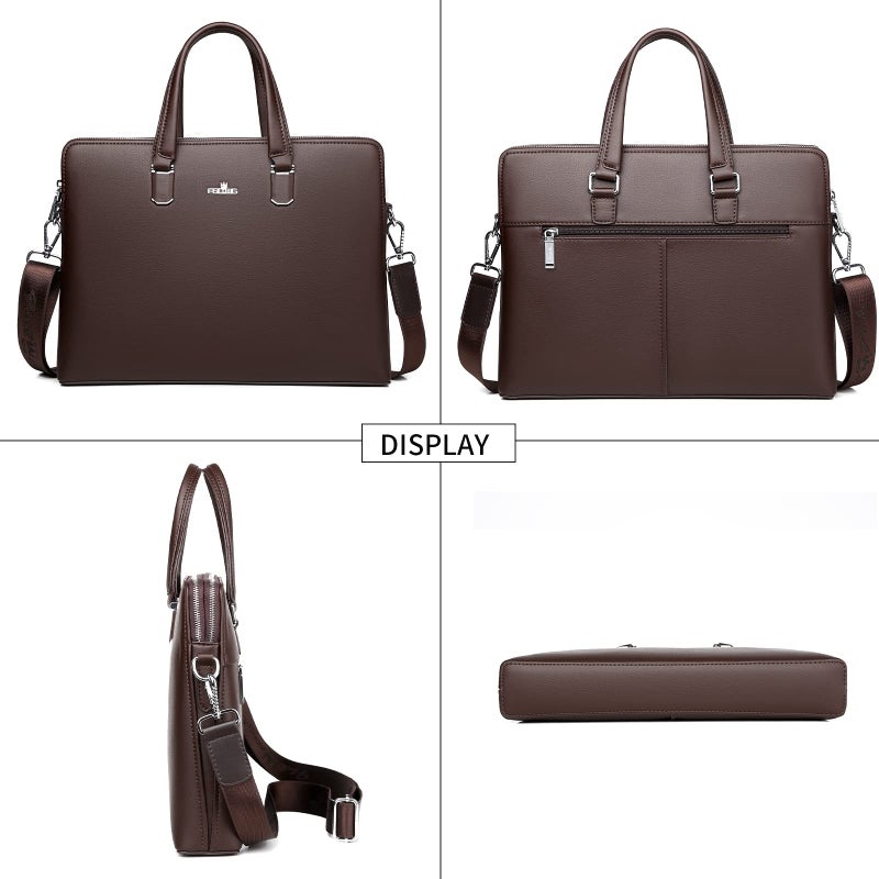 FSD.WG]Business Bag Leather Briefcase Shoulder Laptop Business Bag for Men - Image 4