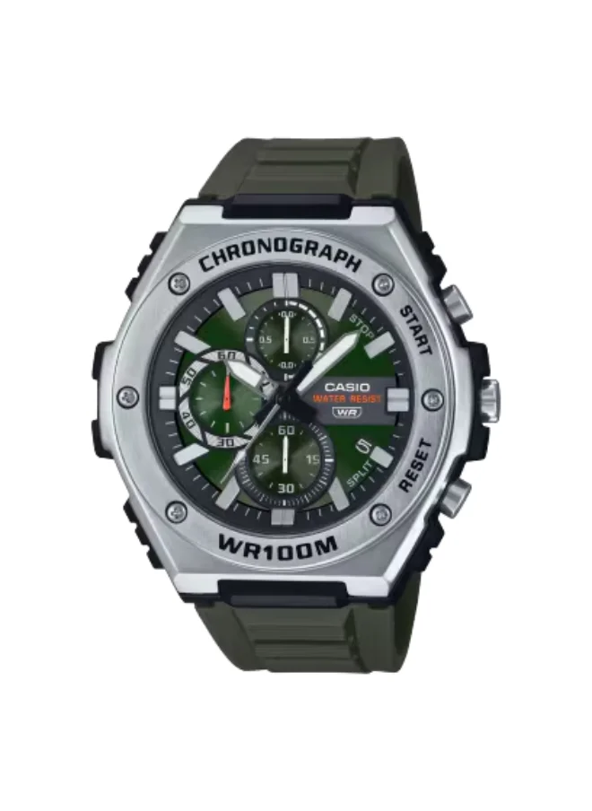كاسيو Men's Analog Display Watch With Green Resin Strap - MWA-300H-3AVDF