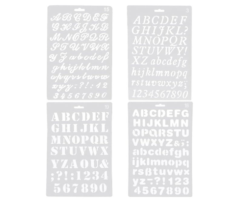 NUDFSY 4PCS Home Wall Stencils: Alphabet Letters & Numbers, Reusable - Image 1