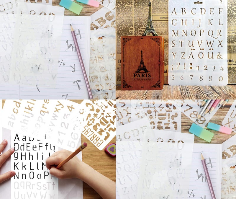 NUDFSY 4PCS Home Wall Stencils: Alphabet Letters & Numbers, Reusable - Image 3