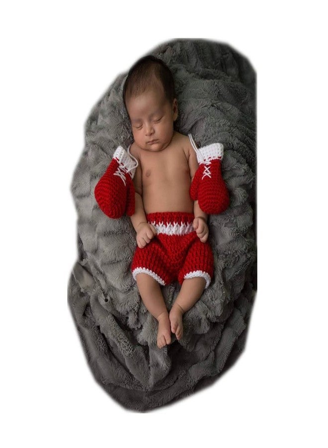 Vemonllas Newborn Photography Props Boys Girls Outfits Set, Baby Photo Props Handmade Boxing Champion Gloves Pants (Red) - Image 4