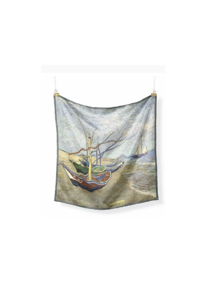 Scarf made of soft silk satin, featuring bright colors and delicate prints. High quality material - imported 