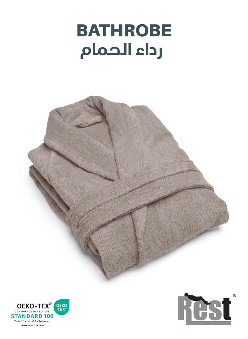 REST Terry Bathrobe With Pockets Taupe Hotel Luxury Loungewear Cotton Soft and Absorbent Comfortable After Shower Bathrobe Fade Resistant Men and Women One Size Fits All 45x30x65cm - Image 1