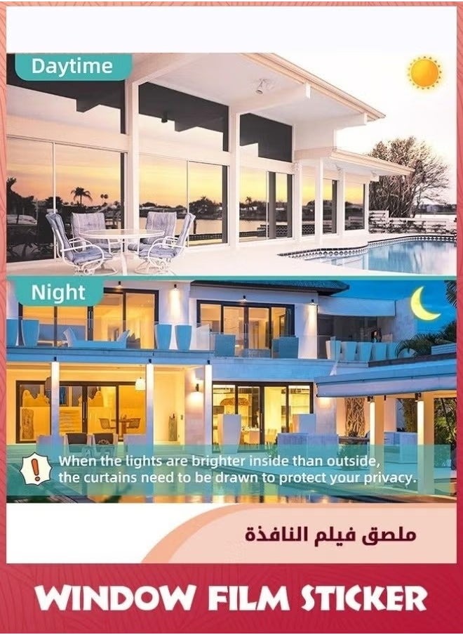 GUDOO فيلم زجاجي عاكس للحماية من الشمس والتحكم في الحرارة ومضاد للأشعة فوق البنفسجية للخصوصية، بمقاس 90 × 200 سم، مناسب للاستخدام في المنزل  - Image 2