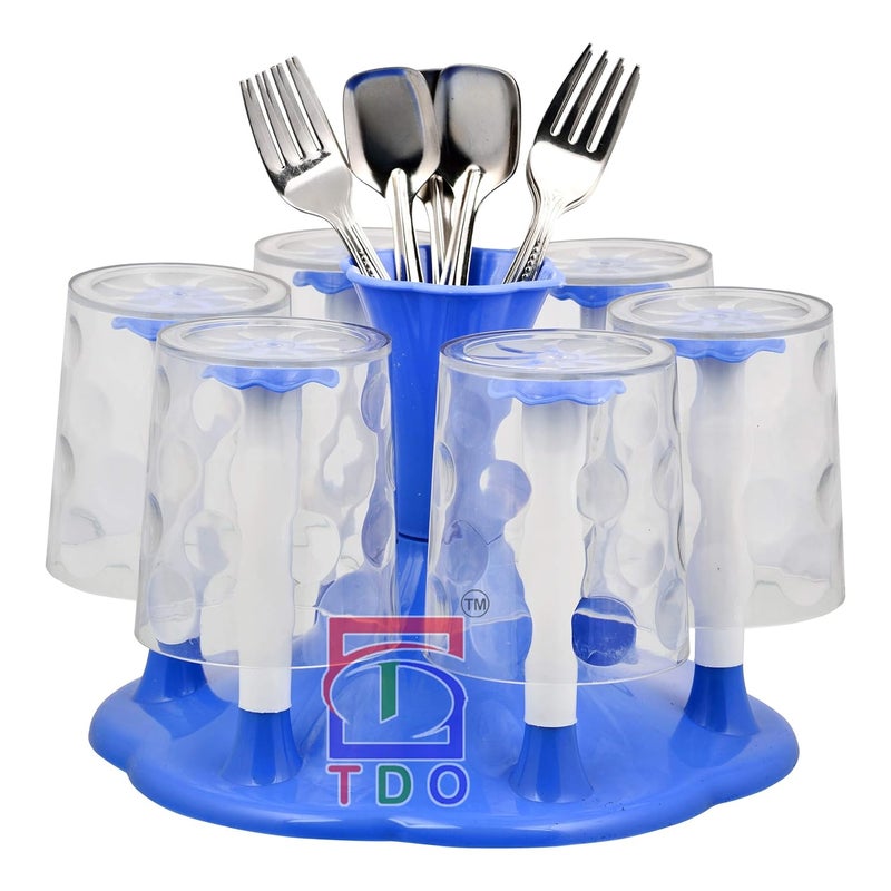 TDO Mug Holder Stand for Kitchen Coffee Cup Holder Tea Chai Cup Stand 6 Rack Stand Dining Table Cutlery Stand Colour Blue - Image 3