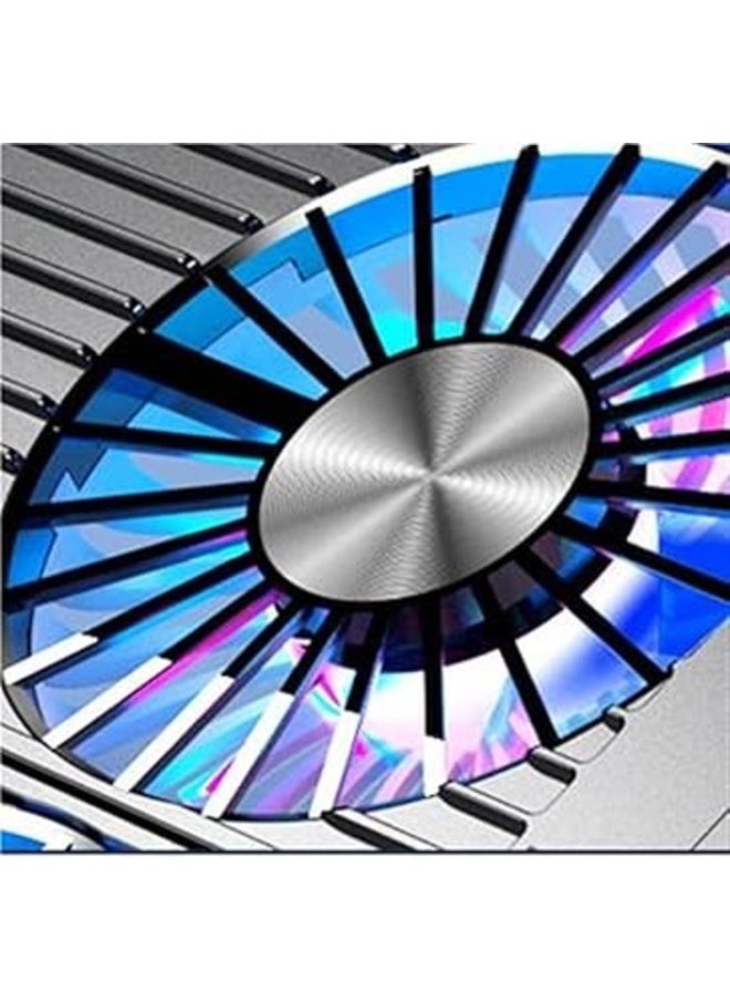 Laptop Cooling Pad, Foldable Aluminum Alloy Gaming Notebook Cooler, Laptop Fan Cooling Stand with 7 Adjustable Height, 4 Quiet Fans & RGB LED Light for 11-17.3 inch Laptops
