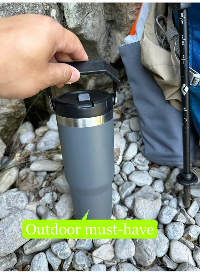 HEROCKX - HEROCKX IceFlow Stainless Steel Tumbler - Vacuum Insulated Water Bottle for Home, Office or Car Reusable Cup with Straw Leak Resistant Flip Cold for 12 Hours or Iced for 2 Days, 30oz - Image 1