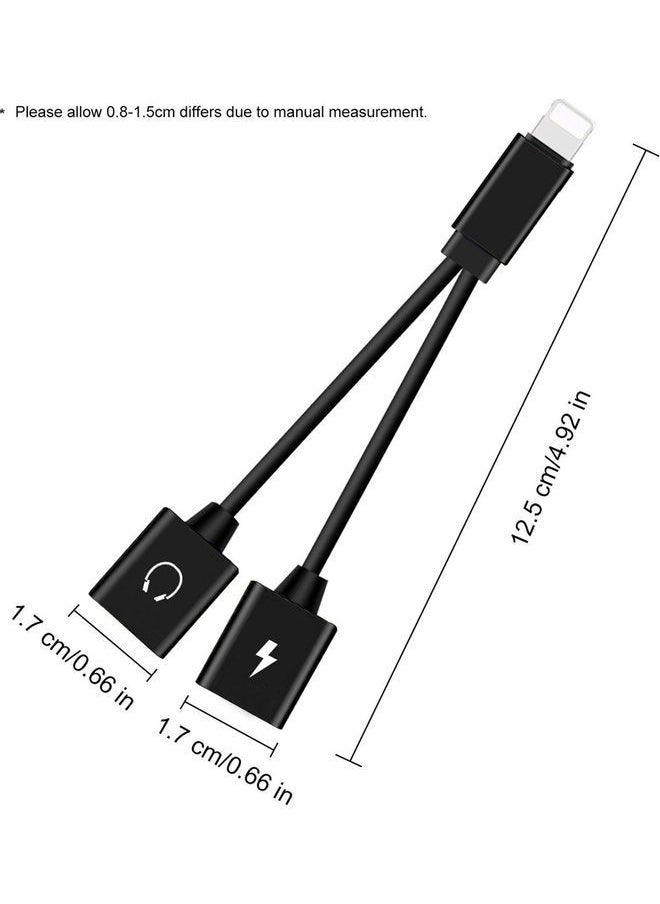NIBEMINENT - Mini Lightning Splitter Audio Aux With Dual Ports Black - Image 1