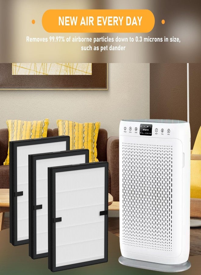 Allisfresh E-200 True HEPA Filter Replacement Compatible with Lunino E-200 Air Cleaner Purifier, 3-in-1 Filtration System with Activated Carbon Filter, 3 Pack White - Image 5