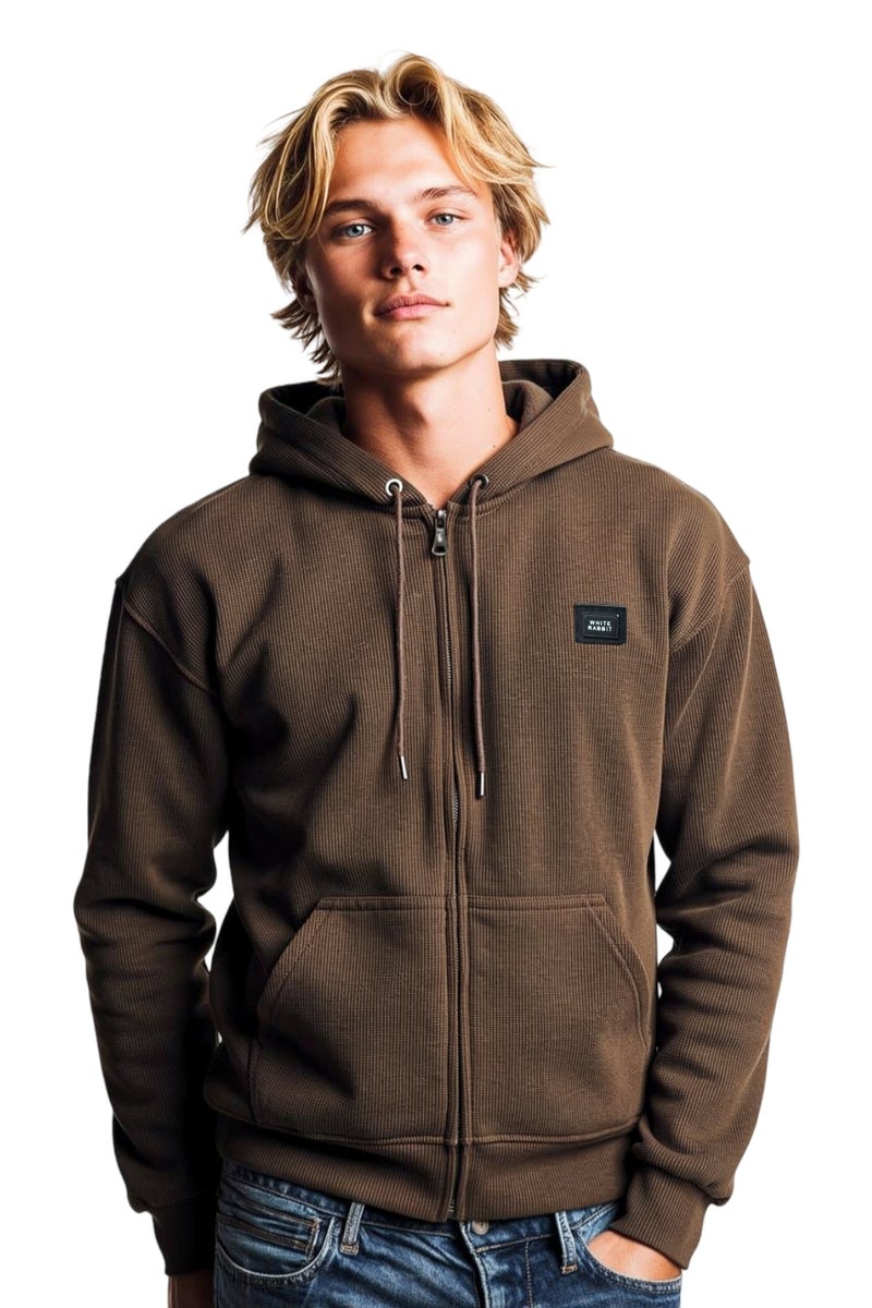 White Rabbit Mens Basic Inner Fleece Zip Through Hoodie - Image 3