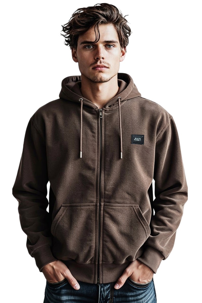 White Rabbit Mens Basic Inner Fleece Zip Through Hoodie - Image 2