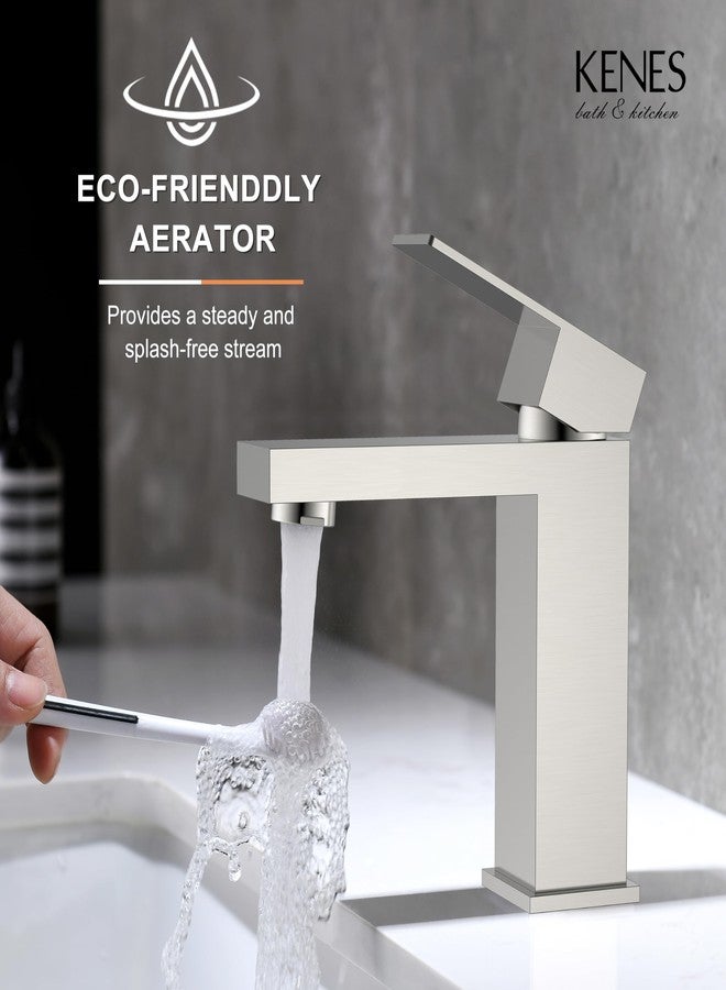 KENES Modern Single Hole Bathroom Faucet, Bathroom Sink Faucet, Advanced 304 Stainless Steel Brushed Faucet, Single Lever Bathroom Sink Faucet, Drain Assembly, Single Handle Bathroom Faucet KS-9031 - Image 5