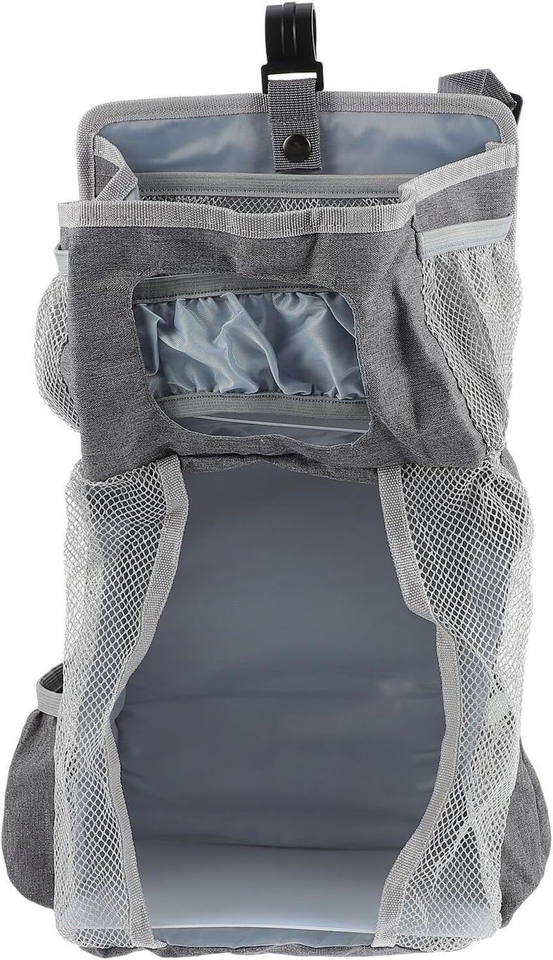 Large Hanging Diapers Bag Crib Diaper Organizer Bedside Storage Pouch Gray Fabric Nursery Hanging Stacker - Image 1