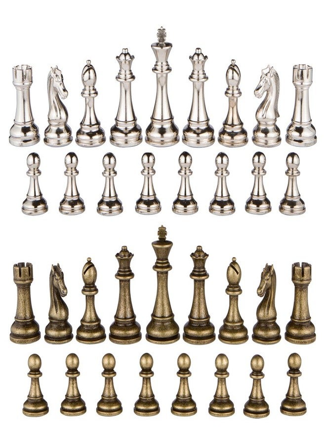 Best Chess Set Jupiter Silver and Bronze Metal Chess Pieces with 4 Inch King and Extra Queens, Pieces Only, No Board - Image 2