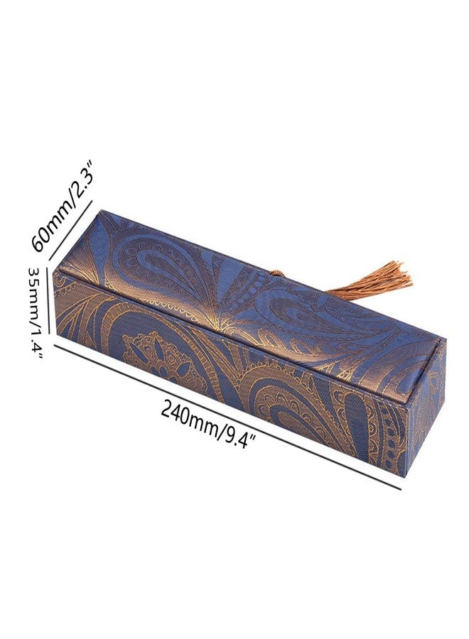 Teensery Vintage Embroidery Jewelry Storage Case with Tassel Necklace Gift Box for Bracelet Anklet Jewellry Packaging, Blue - Image 2