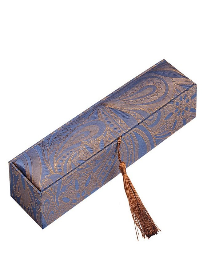 Teensery Vintage Embroidery Jewelry Storage Case with Tassel Necklace Gift Box for Bracelet Anklet Jewellry Packaging, Blue - Image 1