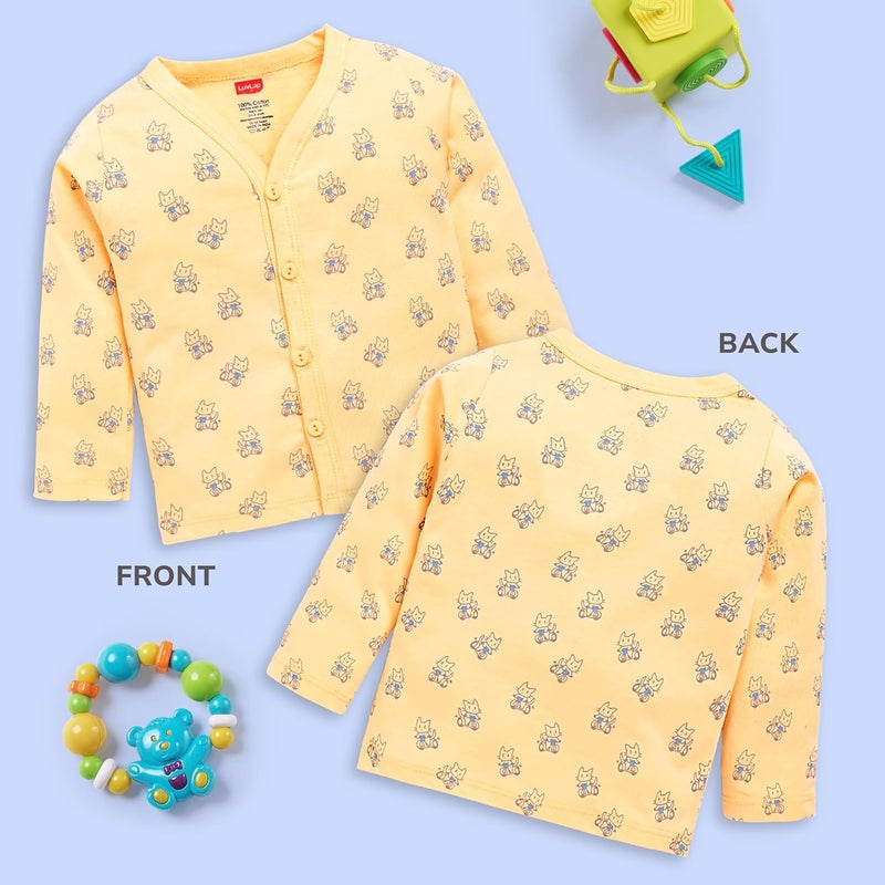LuvLap Unisex Full Sleeve Jhabla Set - 4 Pieces, 100% Cotton, Multicolour for 3-6 Months - Image 2