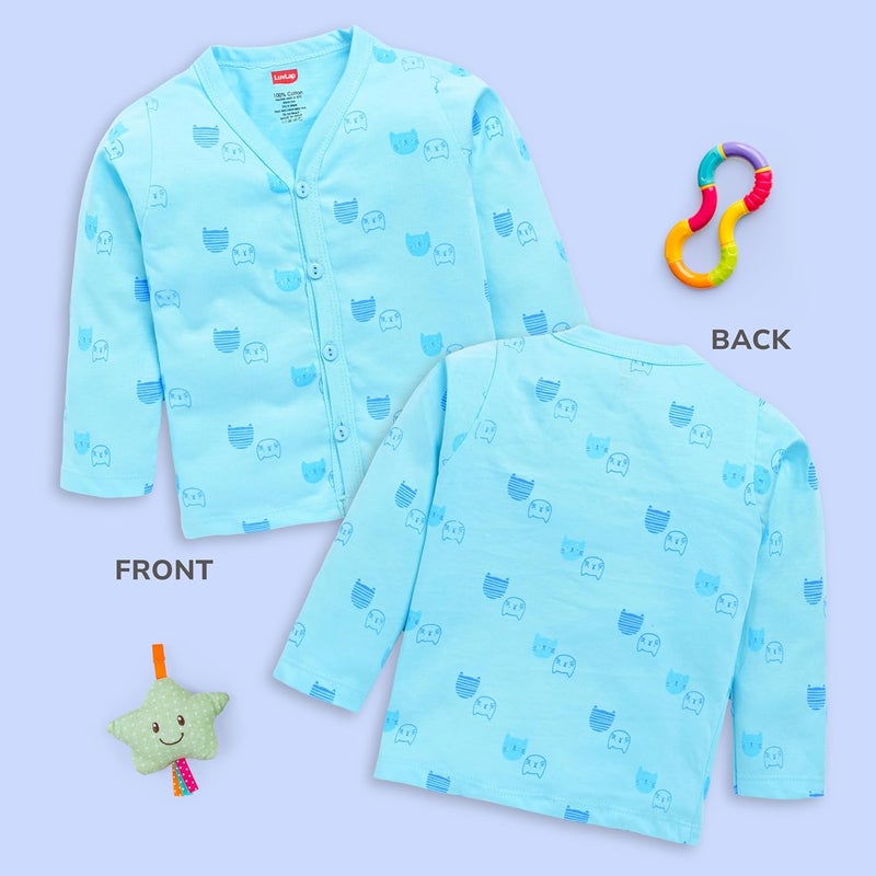 LuvLap Unisex Full Sleeve Jhabla Set - 4 Pieces, 100% Cotton, Multicolour for 3-6 Months - Image 4